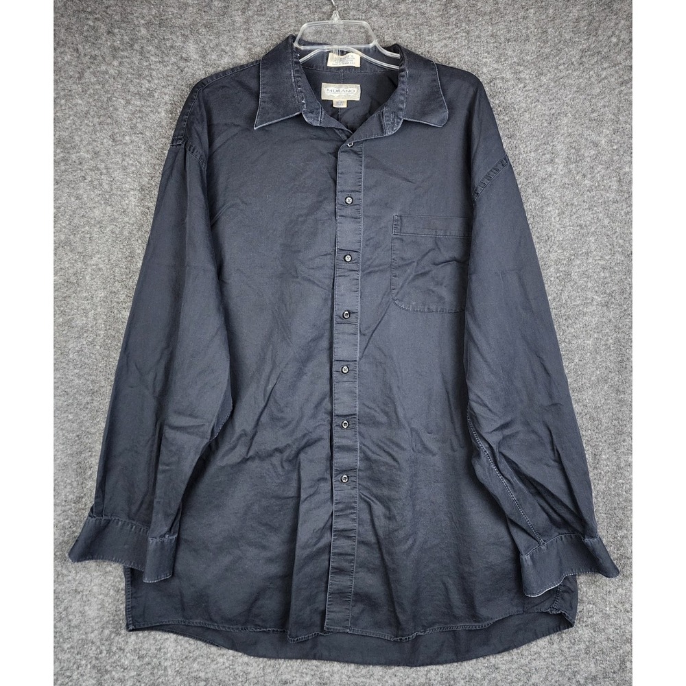 Murano Button Down Shirt Mens 18-37T Vintage Cotton Sateen Tall Long Sleeve‎